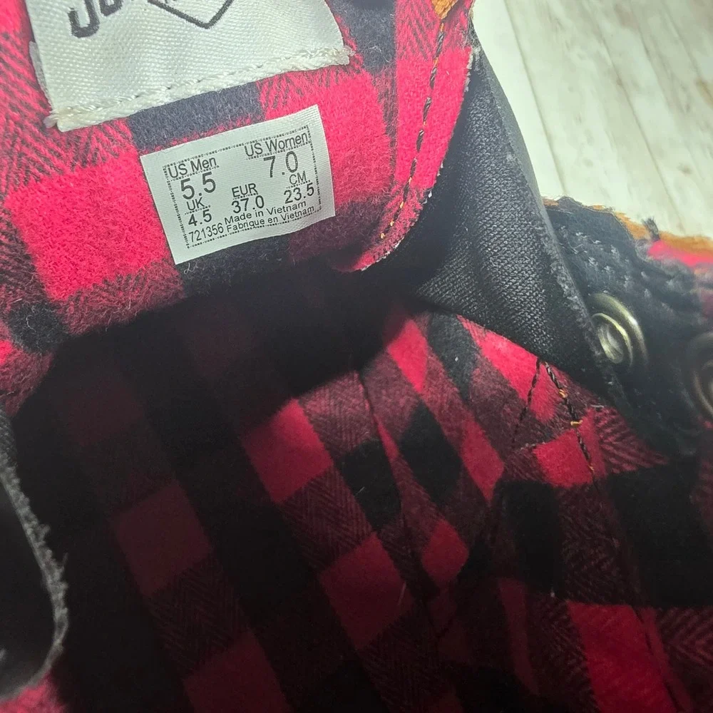 Vans‎ Sk8-Hi MTE Brown Suede Plaid Flannel High Top Sneakers Womens 7 Mens 5.5